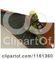 Poster, Art Print Of 3d Tortoise Roofer Contractor Applying Shingles