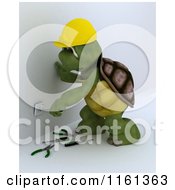 Clipart Of A 3d Tortoise Electrician Worker Working On A Socket Royalty Free CGI Illustration