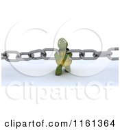 Poster, Art Print Of 3d Tortoise Pulling Chain Links Together