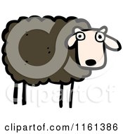 Cartoon Of A Black Sheep Royalty Free Vector Illustration
