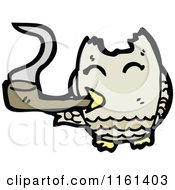 Cartoon Of An Owl Smoking A Pipe Royalty Free Vector Illustration