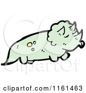 Cartoon Of A Green Triceratops Royalty Free Vector Illustration by lineartestpilot