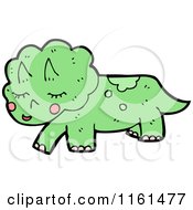 Cartoon Of A Green Triceratops Royalty Free Vector Illustration