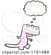 Cartoon Of A Thinking Pink Tyrannosaurus Rex Royalty Free Vector Illustration by lineartestpilot
