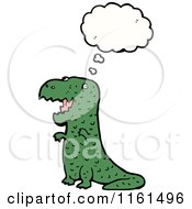 Cartoon Of A Thinking Green Tyrannosaurus Rex Royalty Free Vector Illustration