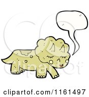 Cartoon Of A Talking Green Triceratops Royalty Free Vector Illustration by lineartestpilot