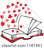 Poster, Art Print Of Open Book Of Love With Red Hearts