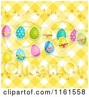 Poster, Art Print Of Easter Eggs And Vines Over Yellow Gingham