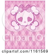 Poster, Art Print Of Girly Skull With Heart Eyes Over Pink
