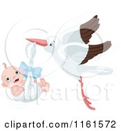 Happy Baby Boy In A Stork Bundle
