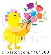 Poster, Art Print Of Cute Chick With Flowers 2