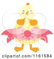 Poster, Art Print Of Cute Chick Wearing A Yellow Egg With A Bow