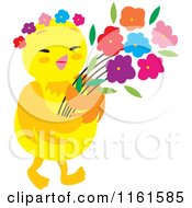 Poster, Art Print Of Cute Chick With Flowers