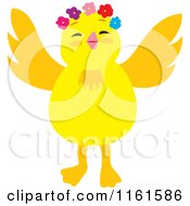 Poster, Art Print Of Cute Chick Wearing Flowers