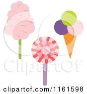 Poster, Art Print Of Loli Pop Ice Cream Cone And Cotton Candy