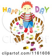 Poster, Art Print Of Boy In A Carden With Happy Day Text