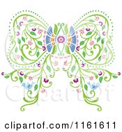 Clipart Of A Floral Bow With Blue Birds Royalty Free Vector Illustration by Cherie Reve
