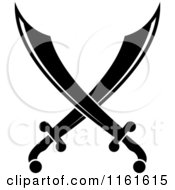 Clipart Of Black And White Crossed Swords Version 15 Royalty Free Vector Illustration