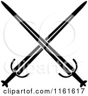 Clipart Of Black And White Crossed Swords Version 16 Royalty Free Vector Illustration