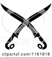 Clipart Of Black And White Crossed Swords Version 18 Royalty Free Vector Illustration