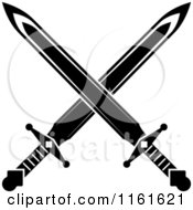 Clipart Of Black And White Crossed Swords Version 19 Royalty Free Vector Illustration