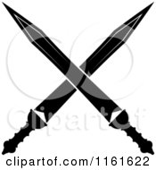 Clipart Of Black And White Crossed Swords Version 20 Royalty Free Vector Illustration