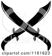 Clipart Of Black And White Crossed Machetes Version 1 Royalty Free Vector Illustration