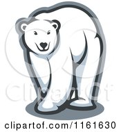 Poster, Art Print Of Walking Polar Bear Outlined In Gray