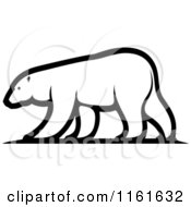 Poster, Art Print Of Black And White Walking Polar Bear In Profile