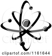 Clipart Of A Black And White Atom 19 Royalty Free Vector Illustration