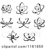 Clipart Of Black And White Atoms 3 Royalty Free Vector Illustration