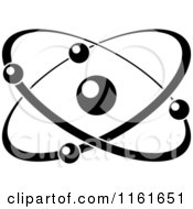 Clipart Of A Black And White Atom 20 Royalty Free Vector Illustration