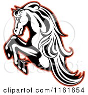 Poster, Art Print Of Black And White Rearing Horse Outlined In Red