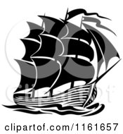 Poster, Art Print Of Black And White Galleon Ship
