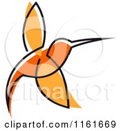 Clipart Of A Simple Orange Hummingbird Royalty Free Vector Illustration