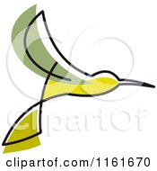 Clipart Of A Simple Green Hummingbird Royalty Free Vector Illustration