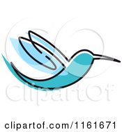 Clipart Of A Simple Blue Hummingbird 2 Royalty Free Vector Illustration