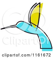 Clipart Of A Simple Green And Blue Hummingbird Royalty Free Vector Illustration