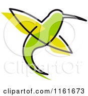 Clipart Of A Simple Green Hummingbird 2 Royalty Free Vector Illustration