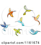 Clipart Of Simple Hummingbirds Royalty Free Vector Illustration