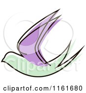 Clipart Of A Simple Purple And Green Swallow Royalty Free Vector Illustration