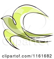 Clipart Of A Simple Green Swallow Royalty Free Vector Illustration