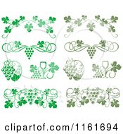 Clipart Of Bright And Olive Green Wine Grapes And Vines Royalty Free Vector Illustration