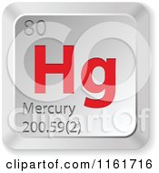 Clipart Of A 3d Red And Silver Mercury Chemical Element Keyboard Button Royalty Free Vector Illustration