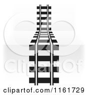 Clipart Of Black And White Train Tracks Over 3d Steps Royalty Free Vector Illustration