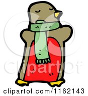 Cartoon Of A Robin Wearing A Green Scarf Royalty Free Vector Illustration