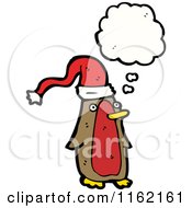 Cartoon Of A Thinking Christmas Robin Royalty Free Vector Illustration