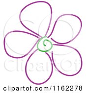 Cartoon Of A Whimsy Purple Flower With A Gree Spiral Center Royalty Free Vector Clipart