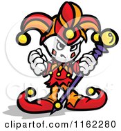 Tough Little Jester Holding A Fist And Staff