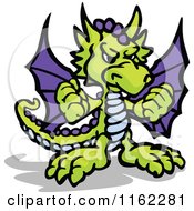 Poster, Art Print Of Tough Green And Purple Dragon Holding Up Fists